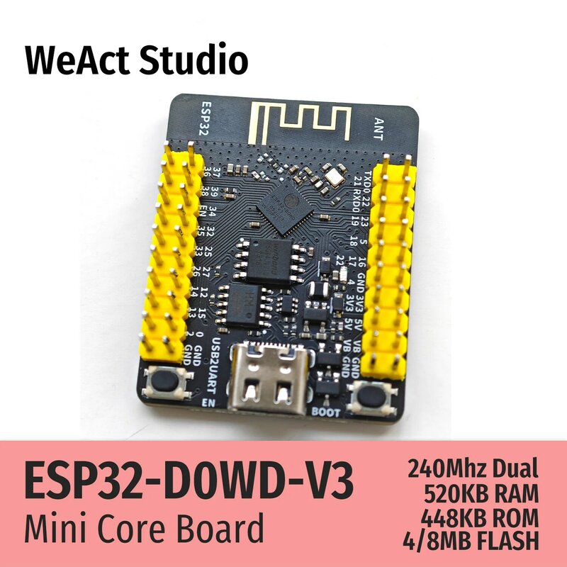 WeAct ESP32 개발 보드 TYPE-C, 와이파이 + 블루투스 듀얼 코어 ESP32-DOWD-V3, CH340K