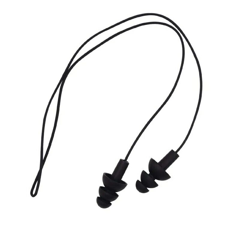 Tampões de ouvido de silicone macio com alça de pescoço esportes de água proteção auditiva redução ruído para praia natação mergulho