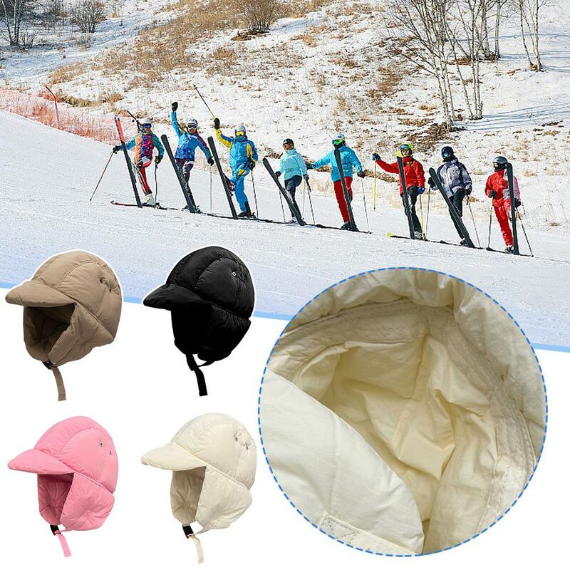 Chapéus voadores retrô de proteção auricular para homens e mulheres, chapéu bombardeiro quente, cor sólida, inverno, equitação ao ar livre, esqui, moda