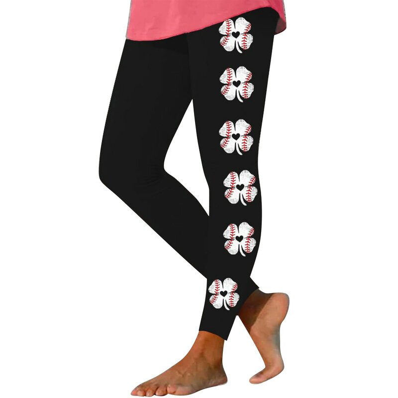 Pantaloni da Yoga a vita alta Pack Leggings elasticizzati con stampa da Baseball da donna pantaloni da casa in cotone da donna con tasche pantaloni Fitness da palestra