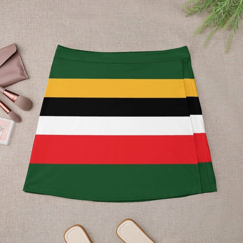 Dominica-Mini saia feminina elegante, roupas femininas, cor bloco, cores nacionais