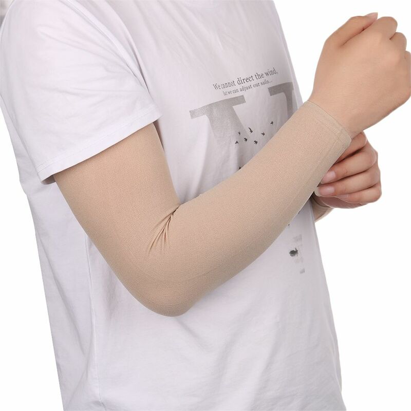 1/2 Pcs warna kulit lengan hangat bersepeda olahraga kompresi lengan panjang lengan bawah tato Concealer penutup atas