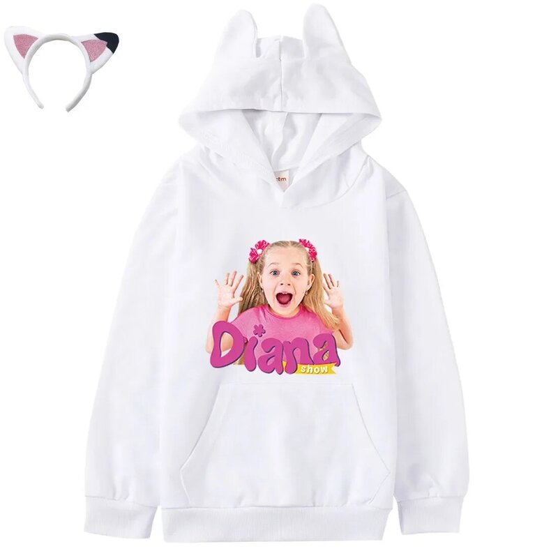 Kids' Show Diana e Roma Moletons com capuz, Hoodies de manga comprida, Casacos casuais infantis, adolescentes, meninos, meninas