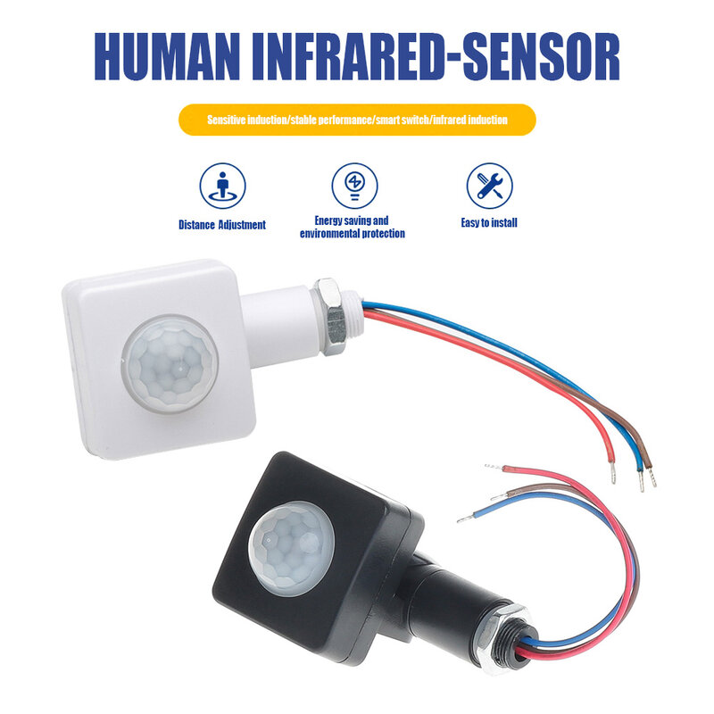 Inteligente Sensor de Detecção Humana, Interruptor Sensor Infravermelho, Impermeável, Luz Exterior, Interruptor Automático, Atraso Ajustável, AC85-265V