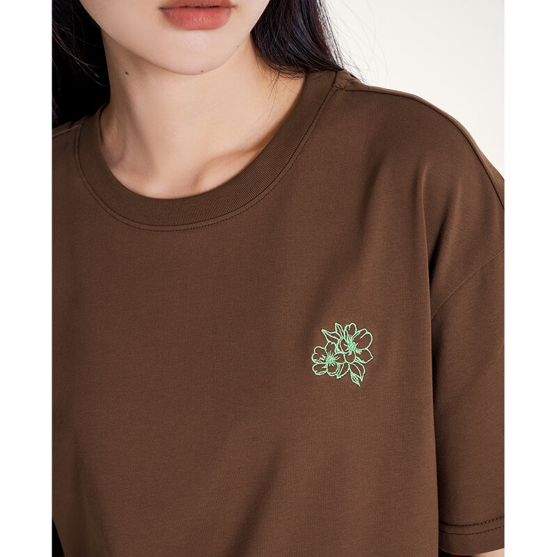 TOYOUY-女性のための半袖Tシャツ,ルーズでカジュアルなトップス,花柄,刺embroidery,シック,ベージュ,夏,コレクション2023