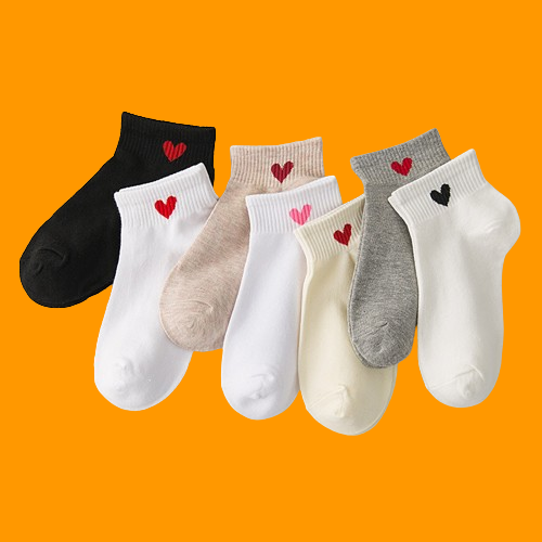 4/8 Pairs Love Heart Ladies Socks Spring And Summer Pure Cotton Comfortable Socks Ladies Casual Sports Breathable Socks