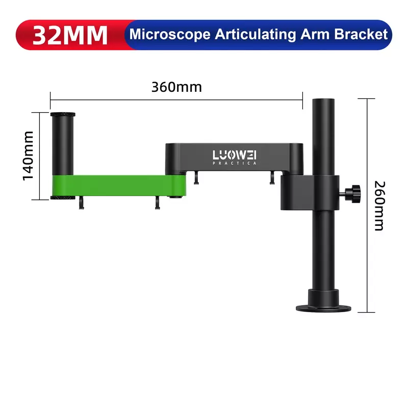 Luowei Microscope Articulating Arm Bracket Rotatable Universal Stand Stereo Trinocular Microscope Camera Phone Repair