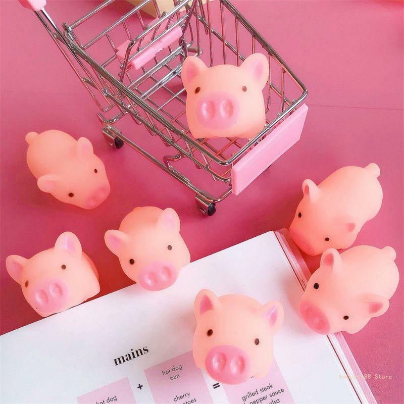Y4UD 2 ''Mainan Remas Tangan Patung Meja Interaktif Piggy Dekompresi Alat Peraga Fotostudio Mainan Mandi Kecemasan untuk Bayi