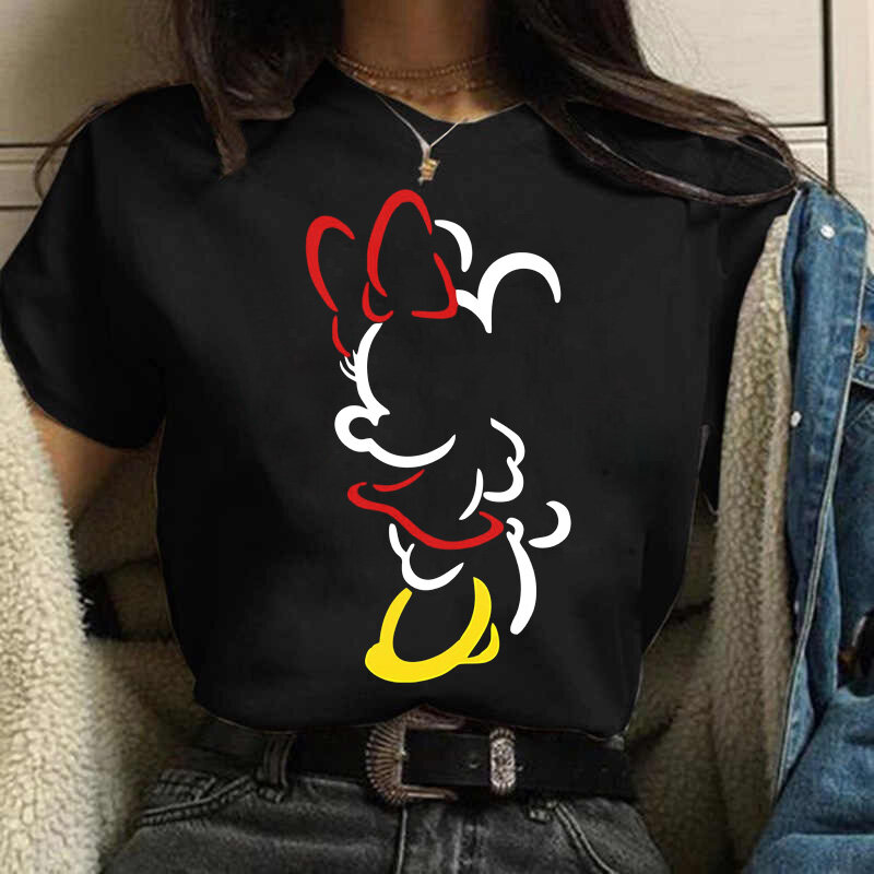 New Minnie Mouse T Shirt Kawaiii Women Disney Tshirt Funny Top Tee Fashion T-Shirt nere femminili Streetwear vestiti a maniche corte