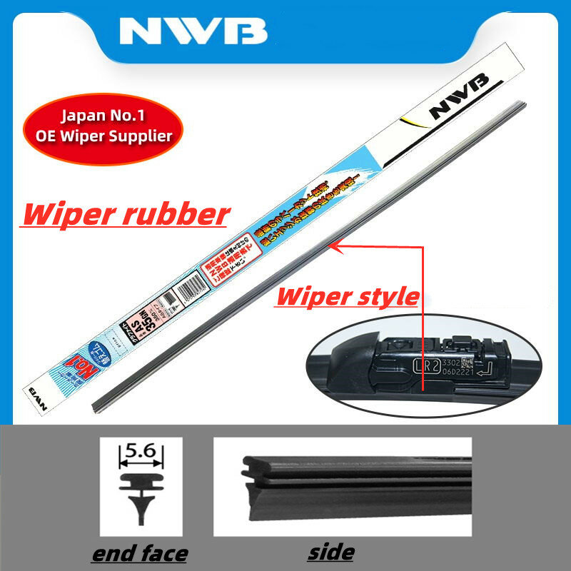 La goma del limpiaparabrisas NWB es aplicable a Toyota Lexus Mazda Subaru BMW Land Rover y otros limpiaparabrisas originales de 5,6mm de ancho