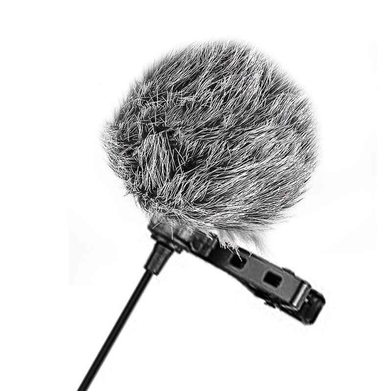 Peludo pára-brisas Muff para microfone ao ar livre, Double Layer Fur Wind Cover, outros microfones de lapela, 5-10mm
