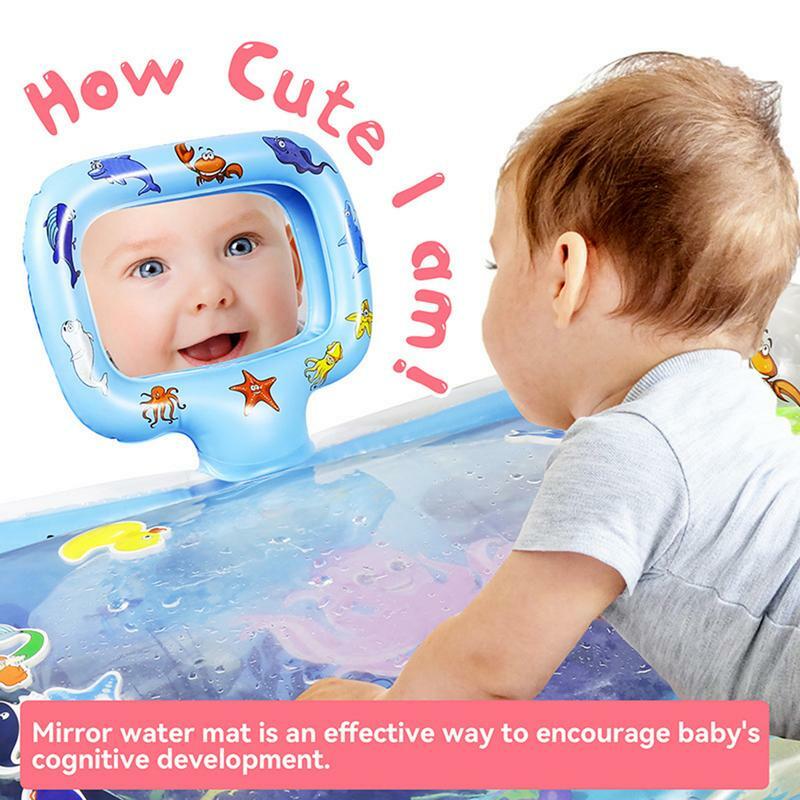 Mat PVC Water Play Mat For Babies With Mirror Rattle Buzzer Inflatable Baby Water Mat For Baby Boy Girl PVC Infants Toddlers Fun