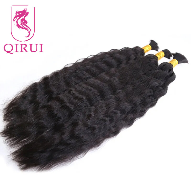 Волнистые объемные человеческие волосы, 100% Необработанные бразильские натуральные человеческие волосы для наращивания, для плетения мокрых и волнистых микрочеловеческих волос