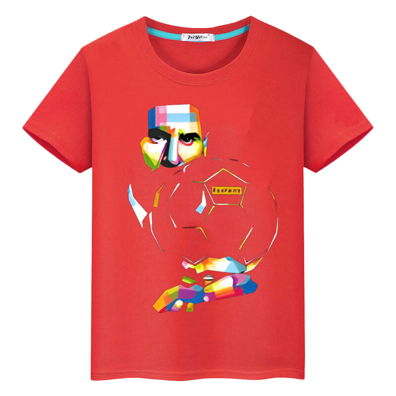 Messi avatar 100% bawełniana koszulka casualowe krótkie chłopięce urocze bluzki y2k jednoczęściowa piłka nożna z nadrukiem Kawaii anime Tees kids clothes girls