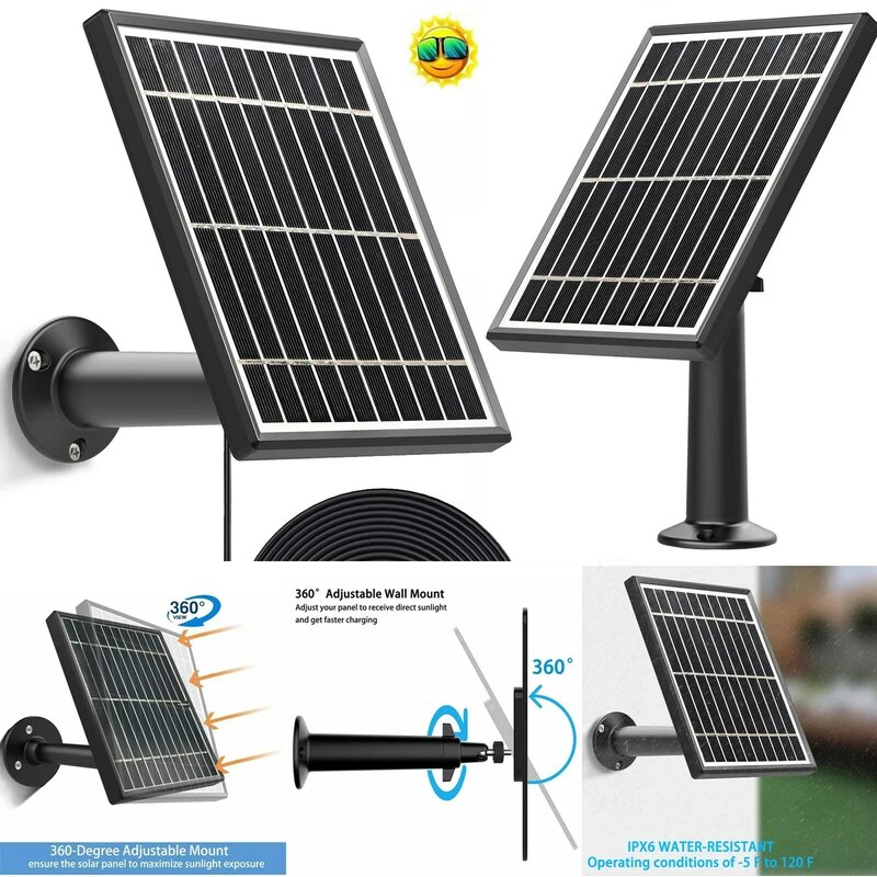 Solar panel für Ring Stick Up Cam Batterie, 3,5 W Leistung, Halterung aus Aluminium legierung