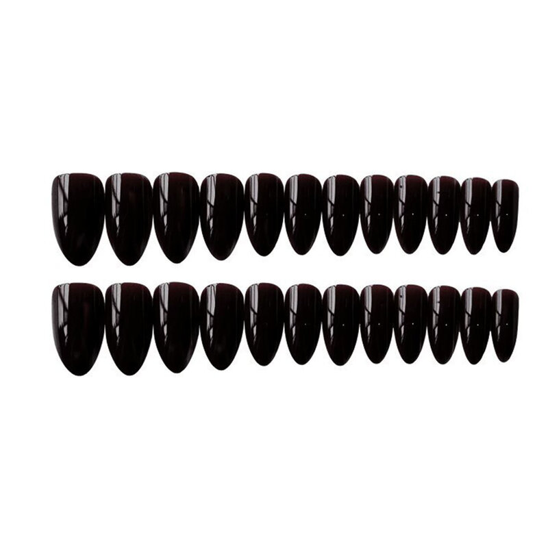 -length Black Fake Nail Solid Color Eco-friendly Resin Artificial Nail for Beginners Nail Decoration Practice