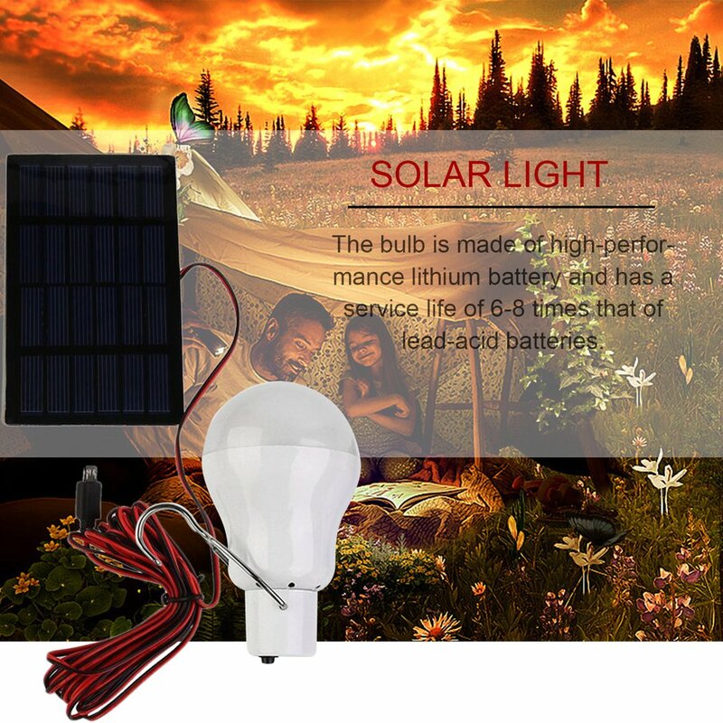 Energia solar portátil lâmpada LED, luz solar carregada, lâmpada de energia solar, lanterna ao ar livre, barraca de acampamento, pesca luz, 15W