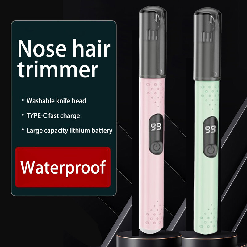 USB перезаряжаемый портативный мини-триммер с дисплеем мощности, водонепроницаемый электрический триммер для волос в носу для мужчин и женщин