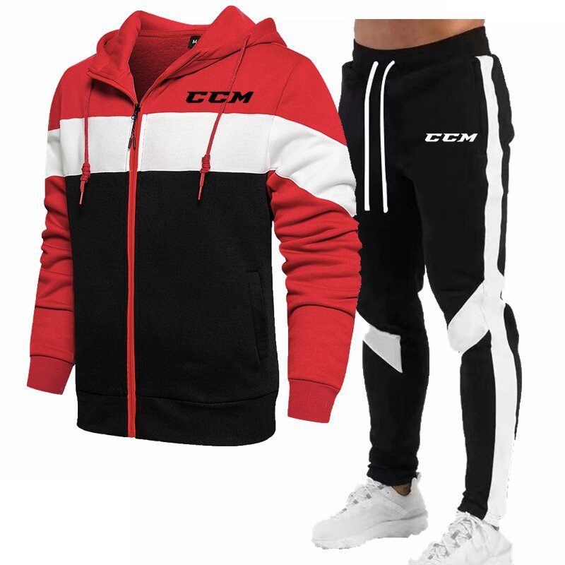 2024 New Fall Winter Fleece Warm Men's Tracksuit Hoodies Pants Two Piece Sets Sports Suit CCM Fashion Trend Streetwear Eurocode
