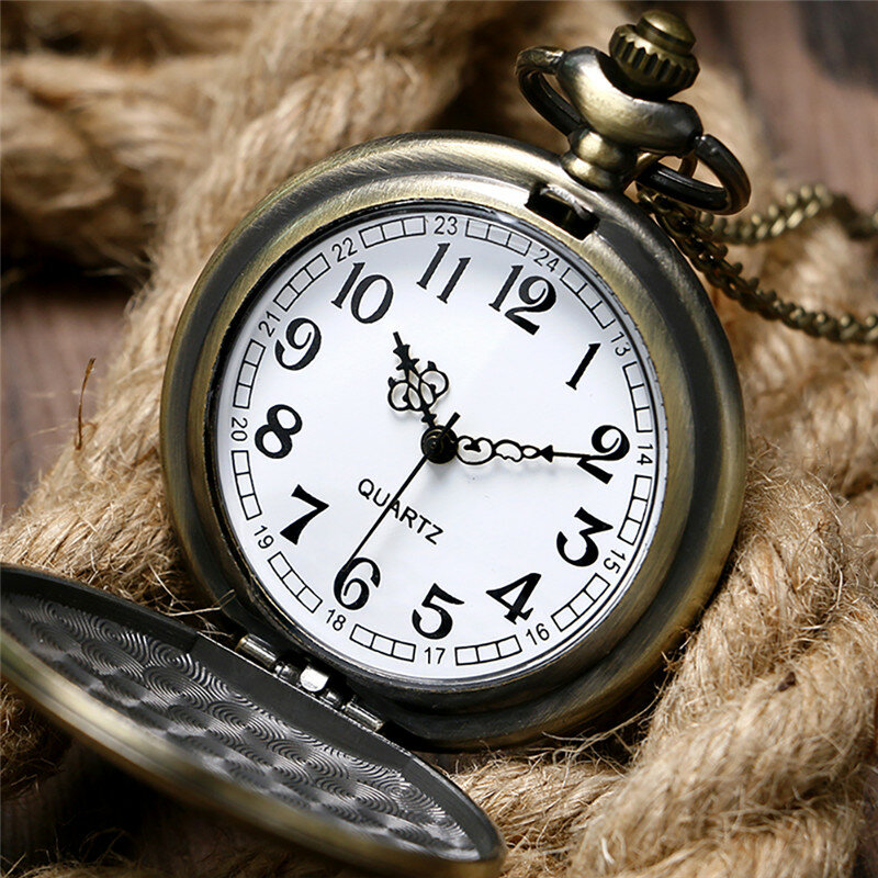 Reloj de bolsillo analógico de cuarzo para hombre y mujer, pulsera con diseño de triángulo antiguo de bronce, con suéter, collar, cadena, Reloj