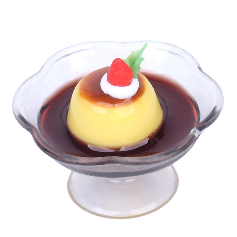 1PCS Doll House Miniature Pudding Cup Simulation Food Model Toys For Mini Decoration Dollhouse Accessories