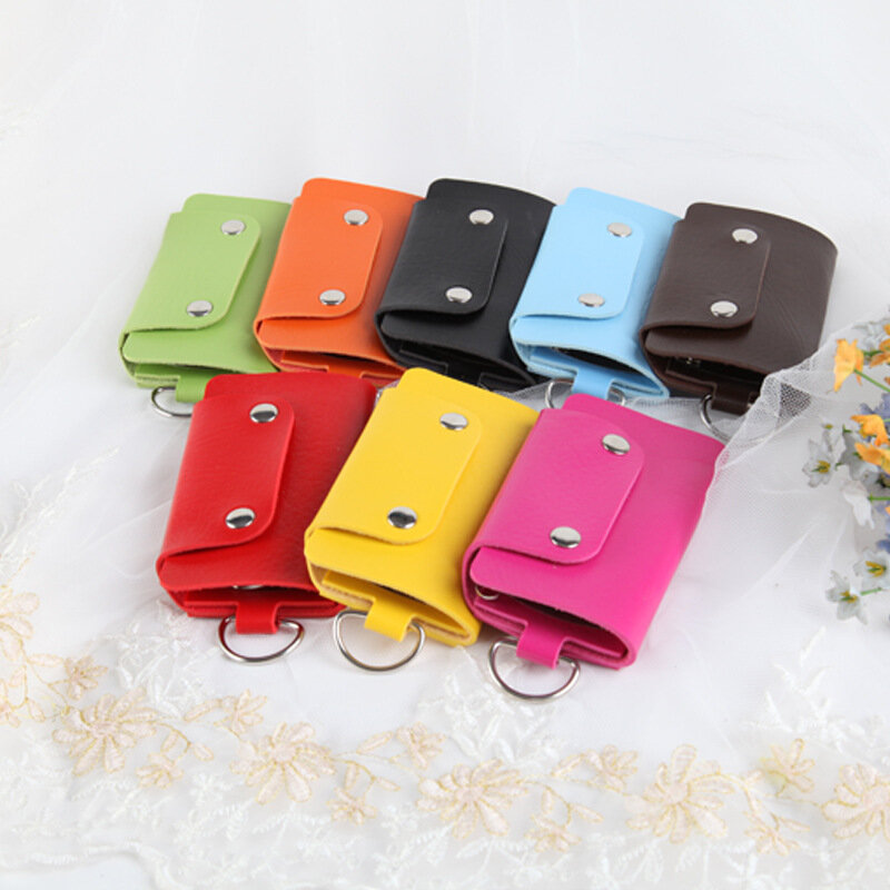 New PU Leather Key Cover Wallet Business Gift Fashion Leather Key Chain Men Women Car Key Strap Waist Wallet Keychains Keyrings