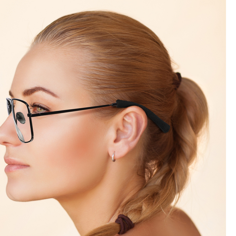 2 Pairs Knitted Glasses Temple Tip Sleeves Black Eyeglasses Ear Grips Cushions Eyeglasses Hooks for Earhook Accessories Tips