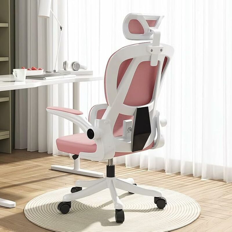 Kursi kantor ergonomis punggung tinggi, sandaran kepala kantor dengan penopang pinggang dan sandaran tangan 3D yang dapat disesuaikan untuk rumah