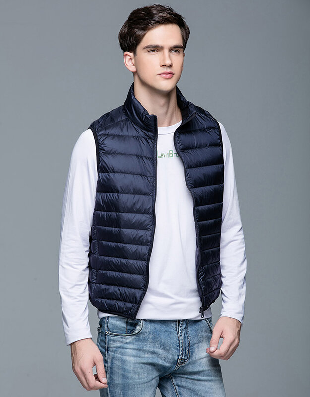 Brand Quality Man 90% White Down Vest Portable Ultra Light Waistcoat Sleeveless Coat Men Winter Warm Liner