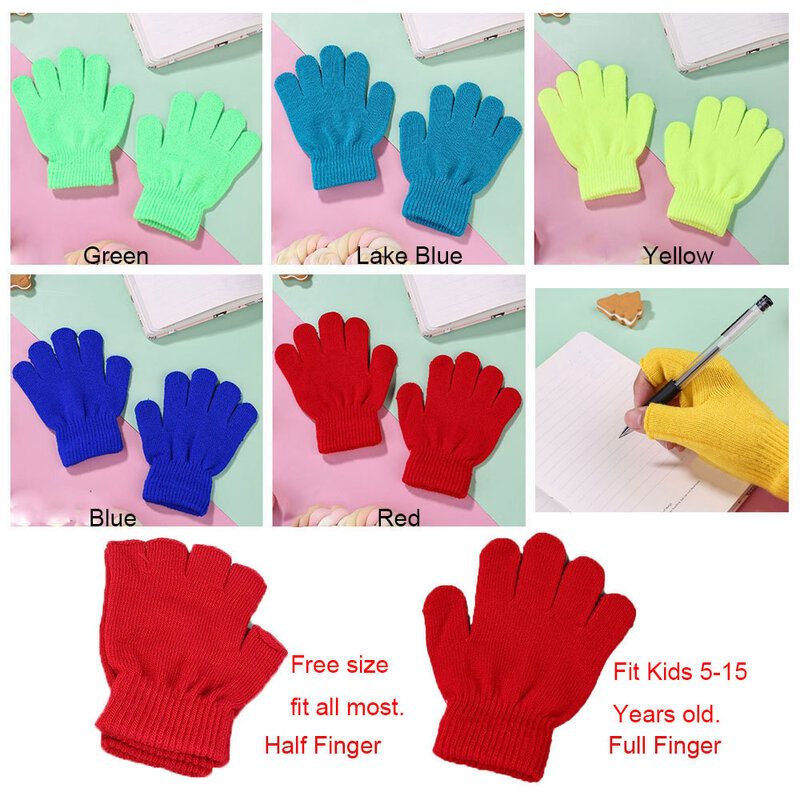 Outdoor equipment Warm Stretch Elastic Novelty Fashion Knitted glove Half Finger Warm Fingerless Gloves Black handwear