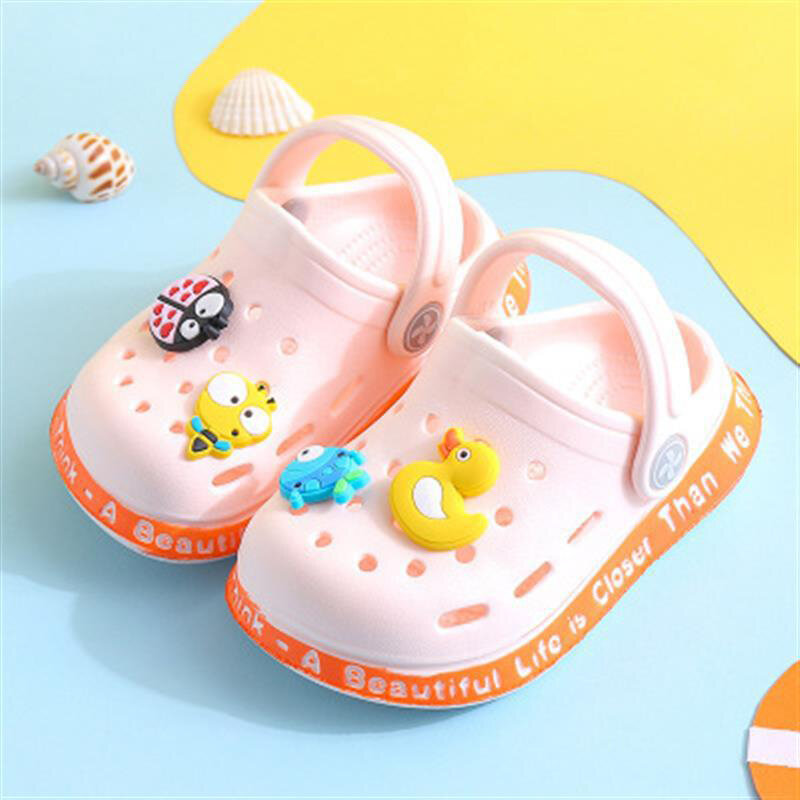 Sandalias de verano para niños y niñas, zapatillas planas de dibujos animados para bebés, zapatos de jardín para niños