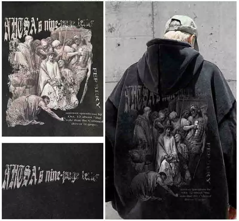 Harajuku Hooded Gewassen Amerikaanse Vintage Afdrukken Losse Grote Top Gothic Oversized Hoodie Kawaii Sweatshirt Grunge Y2k Kleding
