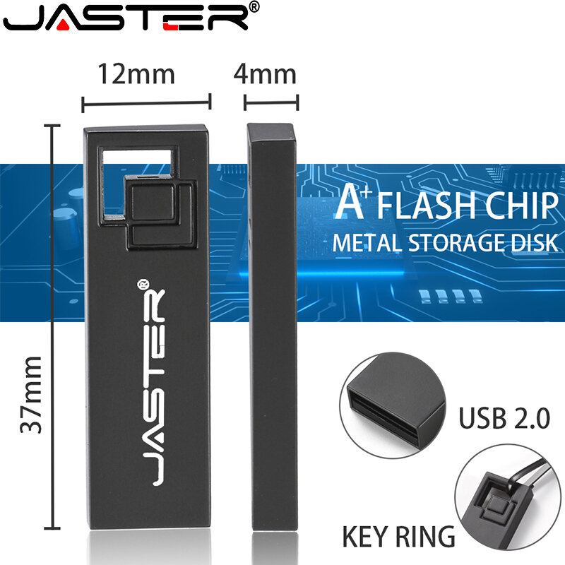 JASTER Mini Cube Metal Black Silver USB Flash Drive 4GB 8GB 16GB 32GB 64GB Actual Capacity Flash Drive 2.0 Custom LOGO Wholesale