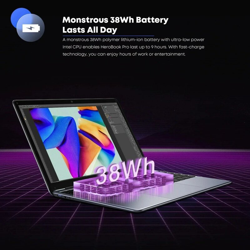 Chuwi herobook pro 14.1 ''Laptop, 256GB SSD 8GB RAM, Windows 11 Laptop, 1TB SSD erweitern, Intel Celeron N4020, 2k FHD IPS-Display