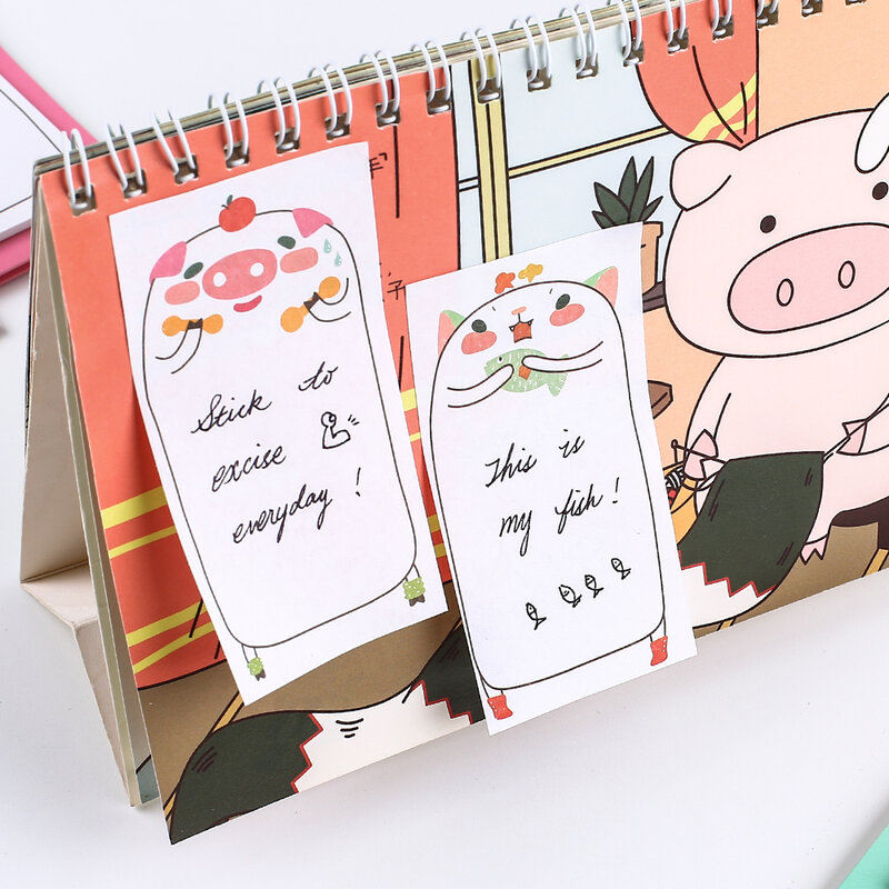 Cute Kawaii Sticky Notes, Pig and Panda Memo Pads, Post Notepads, Páginas em pé, Papelaria Fun, Escola e Escritório Lista, 30 Sheets