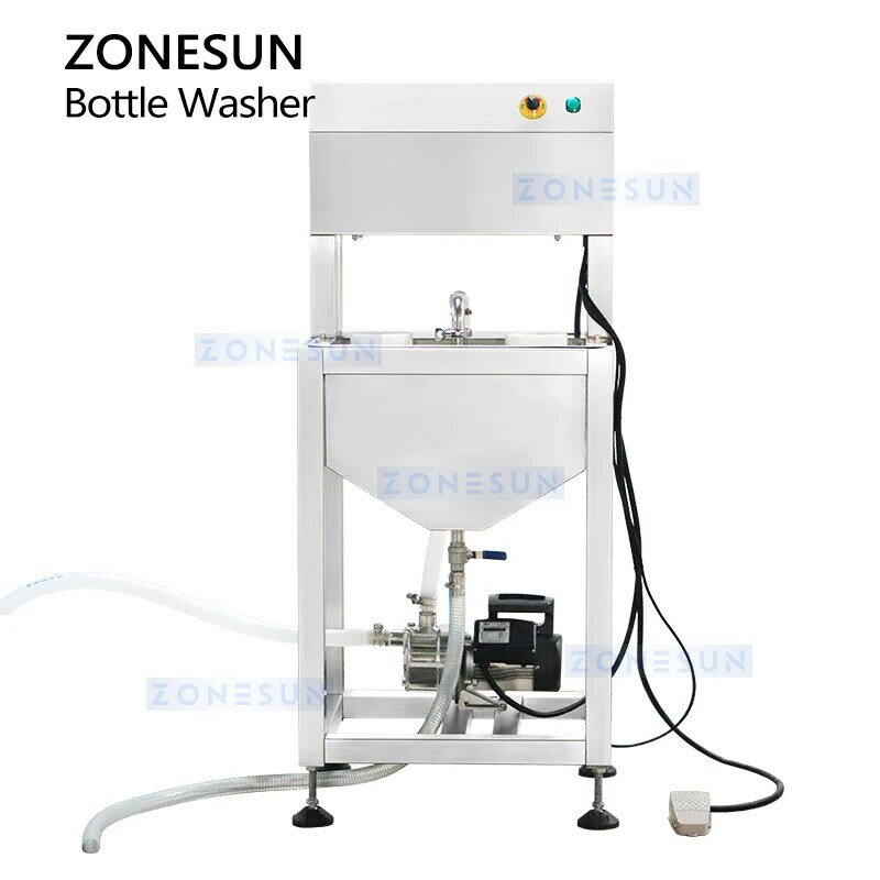 ZONESUN-Máquina de lavar garrafas semi automática, plástico, vidro, limpeza de garrafas, equipamento de lavagem, cabeça dupla, ZS-WB2S