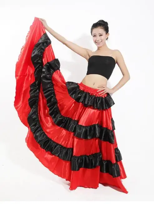 Traje de Dança do Ventre para Mulheres, Saia Flamenco Feminina, Tourada, Traje 360 Graus, Coro, Salão de Baile, Espanha