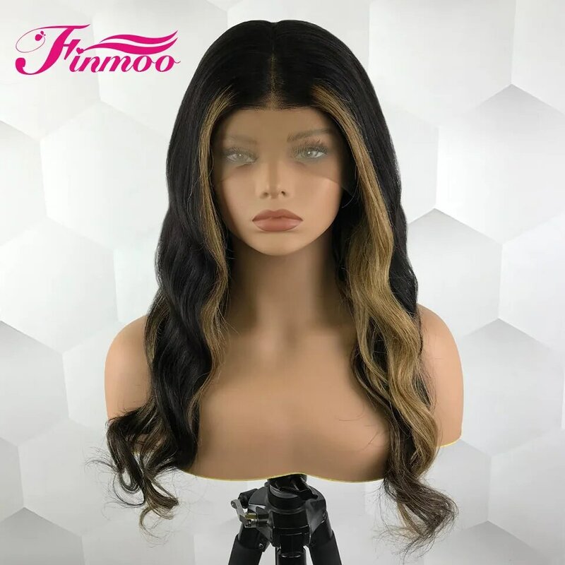 Bruine Highlight Golvende 13X4 Lace Frontale Human Hair Pruiken Voor Vrouwen Pre Geplukt Hd Lace Remy Hair 150 Dichtheid Human Hair Pruiken