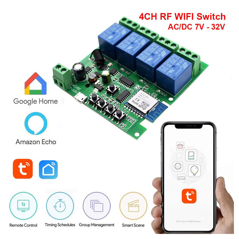 Custom circuit control motherboard is suitable for Doodle smart home mobile APP remote control switch four-way multi-way 5V12V24