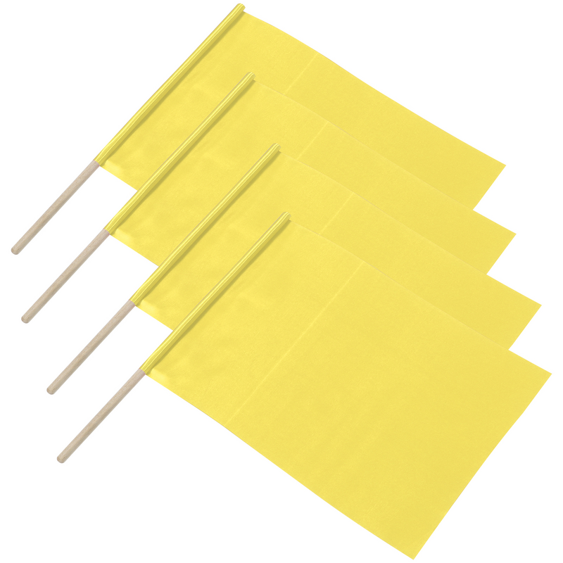 4 Pcs Referee Flag Yellow Soccer Flag Race Conducting Flag Competition Match Hand Handheld Signal