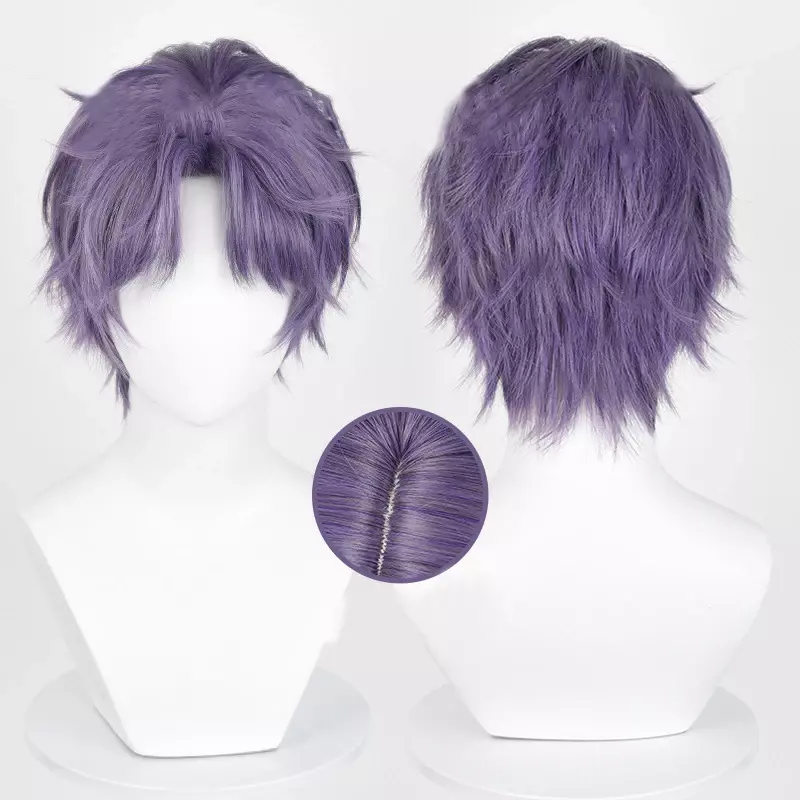 Wig Cosplay Xavier Rafayel Game baru Wig sintetis tahan panas rambut pendek uniseks dewasa properti Halloween