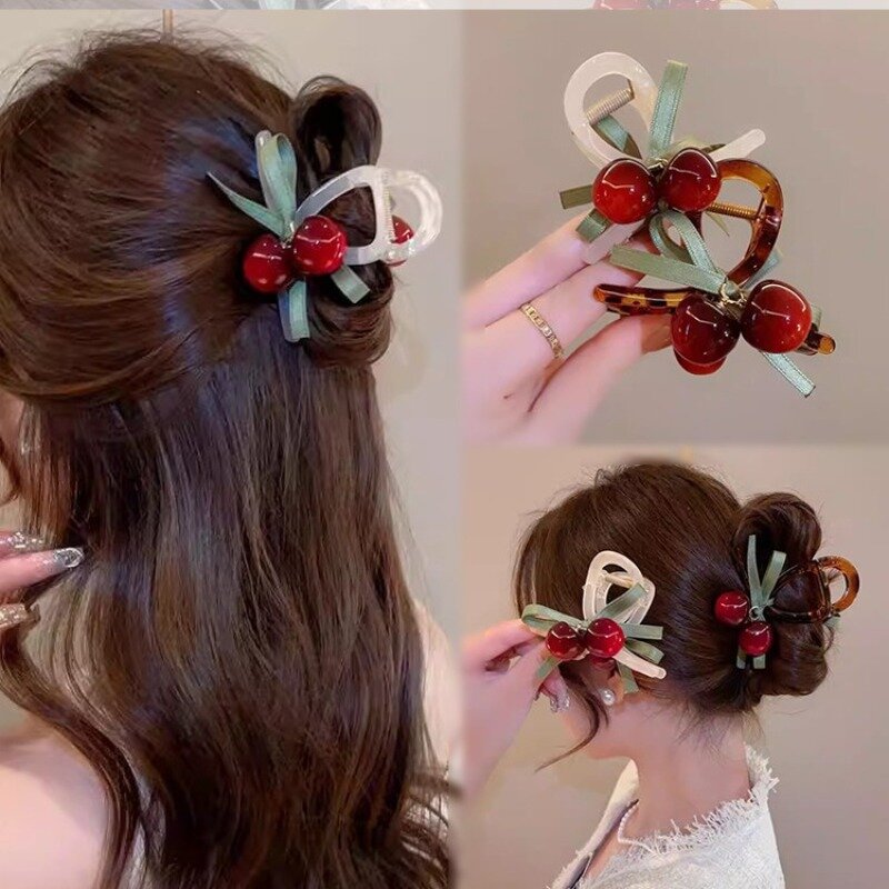 Симпатичные маленькие заколки для волос в виде вишни, женская модная заколка для волос в виде цветка, аксессуары для волос в виде цветка