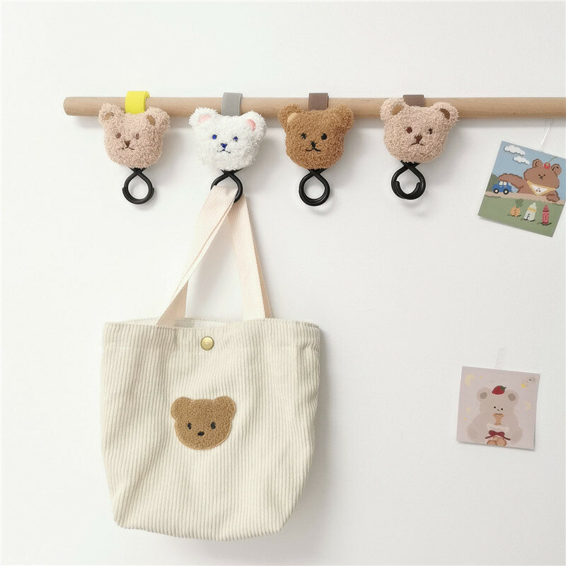 1pcs Bear Baby Stroller Accessories Hook Pram Magic Sticker Clip Cart Organizer Pram Hook Pushchair Hanger Hanging Accessories