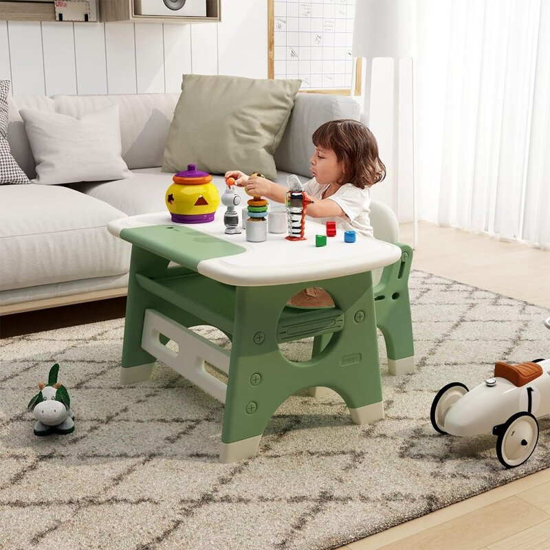 BanaSuper-Table à dessin et chaise pour enfants, ensemble avec planche effaçable, stylos d'interconnexion, table d'activité en plastique pour tout-petits, enfants