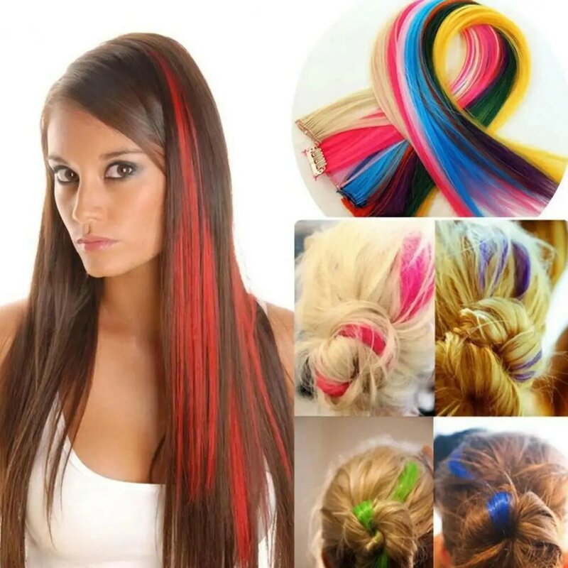 Wig warna-warni dekorasi rambut tahan panas ekstensi rambut palsu panjang modis penutup kepala Wig serat suhu tinggi untuk wanita