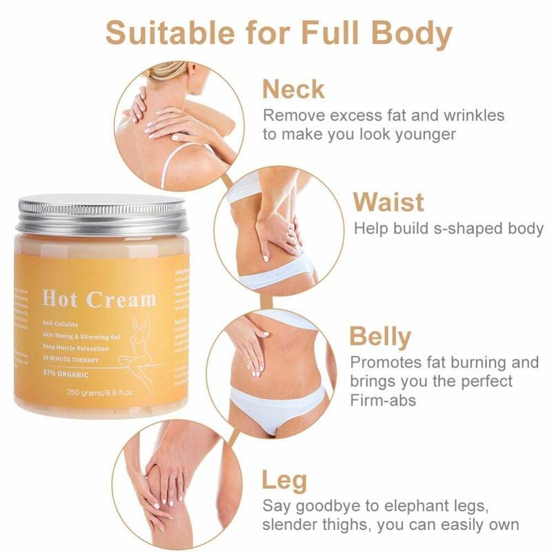 250g Anti Cellulite Hot Cream 100% Natural Content Fat Calories Burner Gel Slimming Body Massager Weight Loss