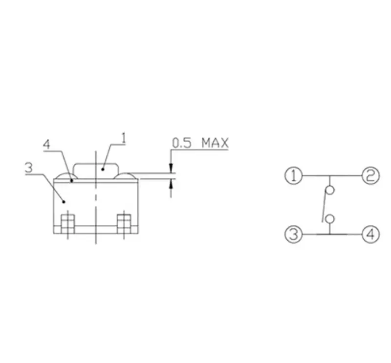 ECOTOOL-microinterruptor SMD, pulsador táctil Universal, 4,5x4,5x3,8 MM
