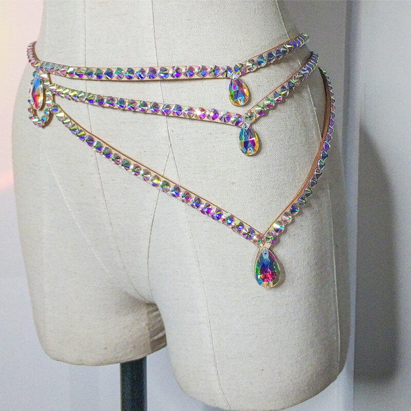 Cadena de cintura de diamantes de imitación para danza del vientre, accesorios de rendimiento de danza Oriental, accesorios de cadena de botón de vientre ajustables para mujeres Gi
