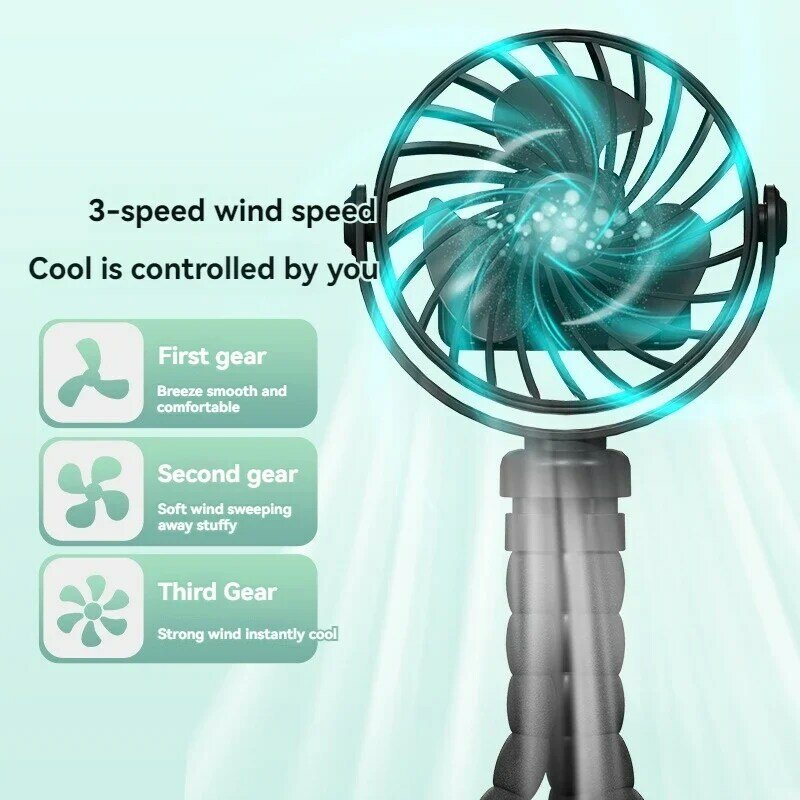 Mini ventilador portátil recargable de pulpo, adecuado para múltiples escenas, puede envolver y fijar viento Natural, nuevo, 2024