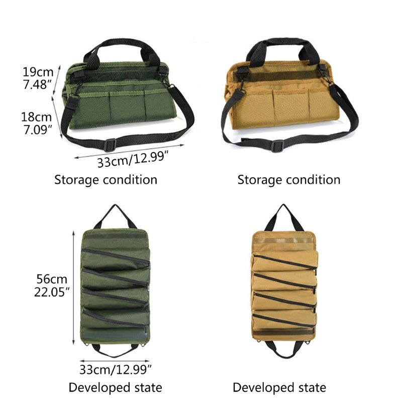 E5BE Outdoor Tool Kits Bag Compact Roll Designs Organizers Efficient Storage Solution Versatile for Easy Storage & Travel